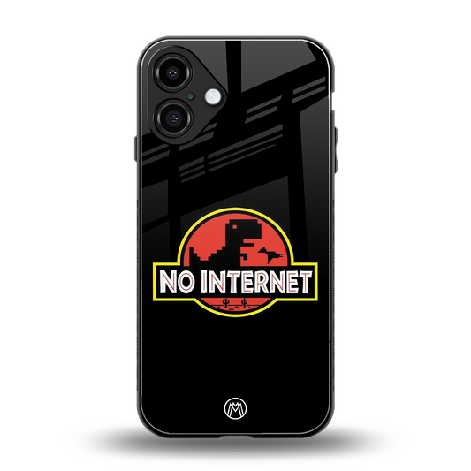 jurassic park no internet back phone cover | glass case for iphone 16 plus