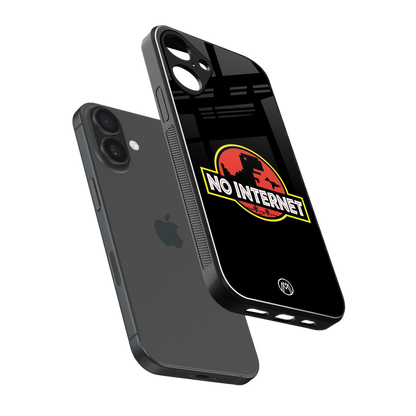 jurassic park no internet back phone cover | glass case for iphone 16 plus