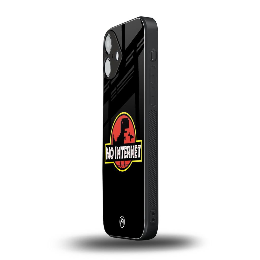 jurassic park no internet back phone cover | glass case for iphone 16 plus