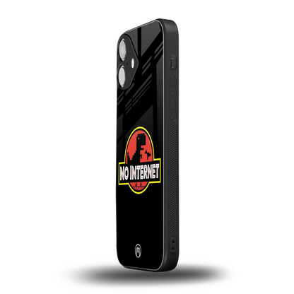 jurassic park no internet back phone cover | glass case for iphone 16 plus