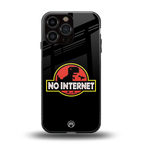 jurassic park no internet back phone cover | glass case for iphone 16 pro max