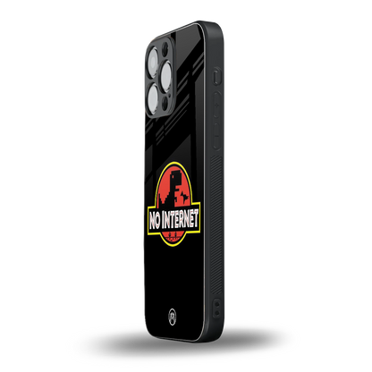 jurassic park no internet back phone cover | glass case for iphone 16 pro max