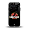 jurassic park no internet back phone cover | glass case for iphone 16 pro