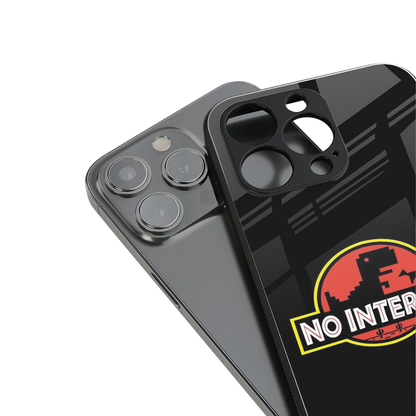 jurassic park no internet back phone cover | glass case for iphone 16 pro max