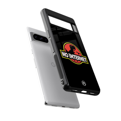 jurassic park no internet back phone cover | glass case for google pixel 8 pro