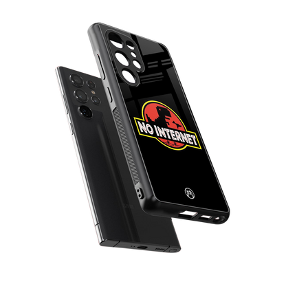 jurassic park no internet back phone cover | glass case for samsung galaxy s25 ultra