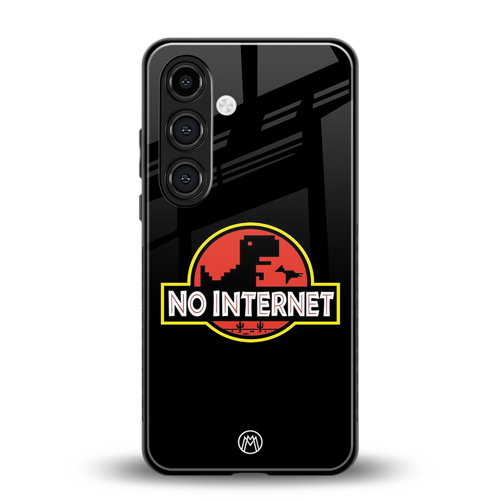 jurassic park no internet back phone cover | glass case for samsung galaxy s24 fe