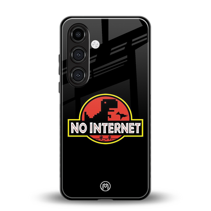 jurassic park no internet back phone cover | glass case for samsung galaxy s24 fe