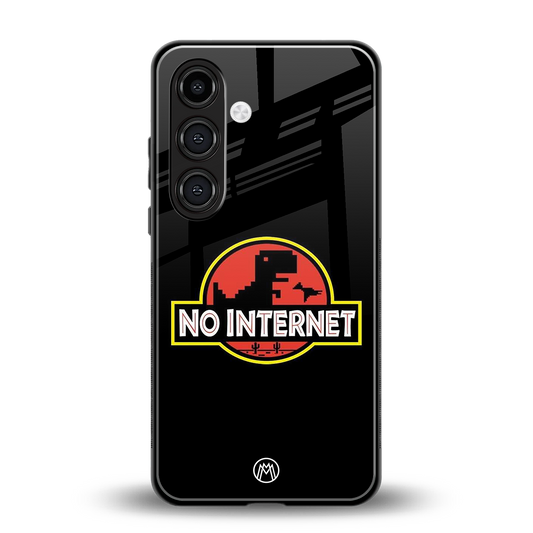 jurassic park no internet back phone cover | glass case for samsung galaxy s24 fe