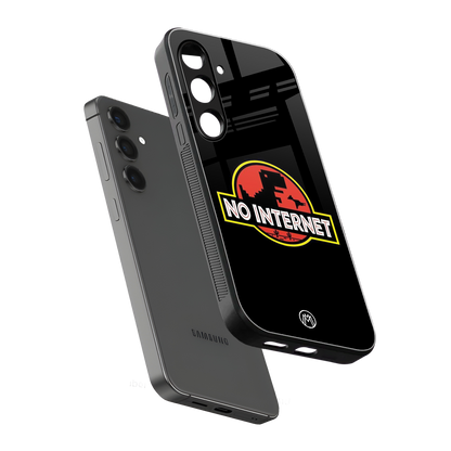jurassic park no internet back phone cover | glass case for samsung galaxy s24 fe