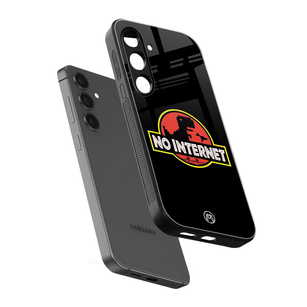 jurassic park no internet back phone cover | glass case for samsung galaxy s25 plus