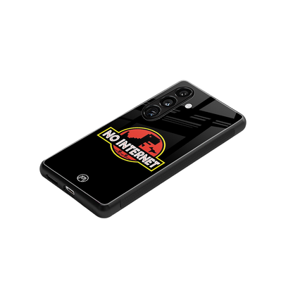 jurassic park no internet back phone cover | glass case for samsung galaxy s24 fe