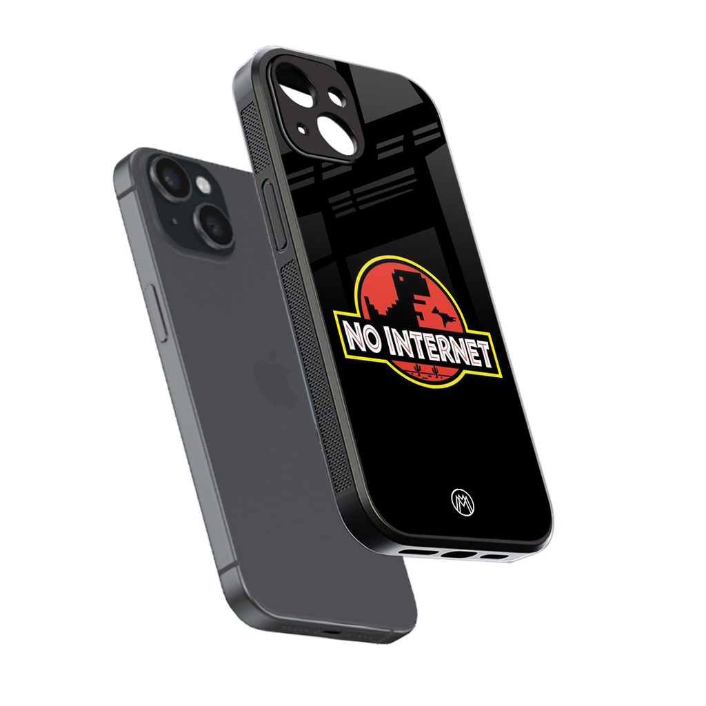 jurassic park no internet back phone cover | glass case for iphone 15