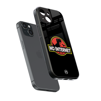 jurassic park no internet back phone cover | glass case for iphone 15
