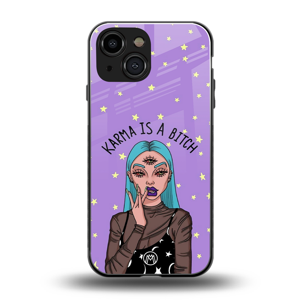 karma is a bitch back phone cover | glass case for iphone 13 mini