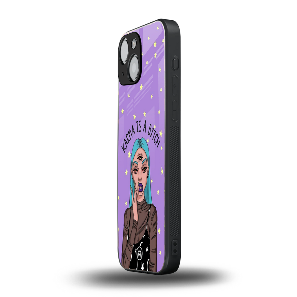 karma is a bitch back phone cover | glass case for iphone 13 mini
