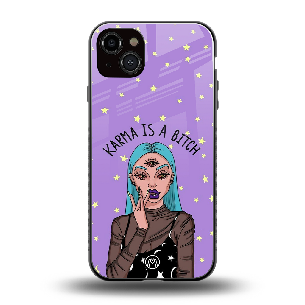 karma is a bitch back phone cover | glass case for iphone 15 plus