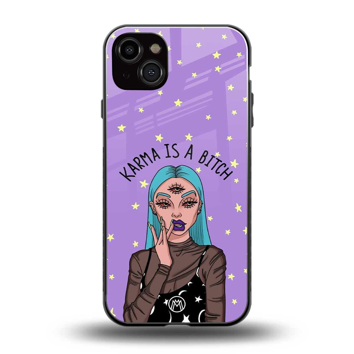 karma is a bitch back phone cover | glass case for iphone 15 plus