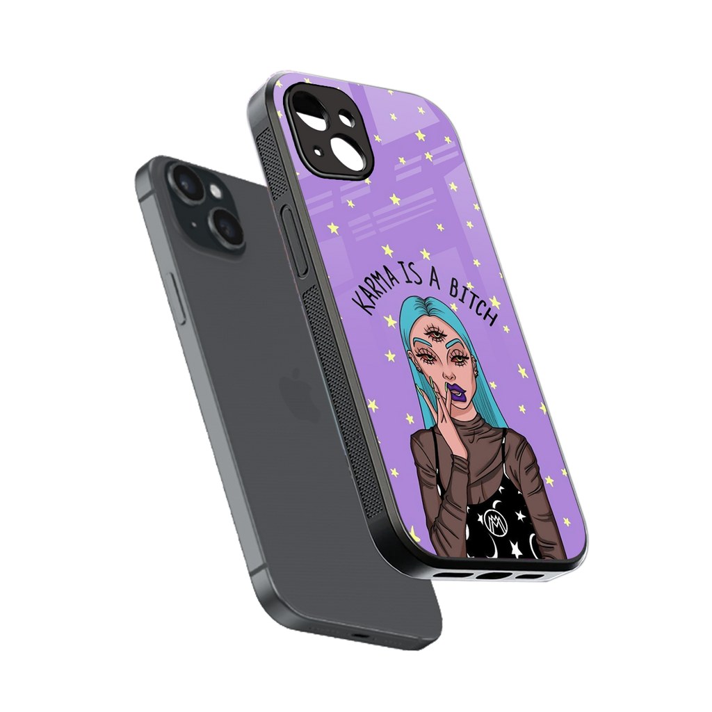 karma is a bitch back phone cover | glass case for iphone 14 plus