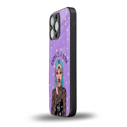 karma is a bitch back phone cover | glass case for iphone 14 pro max