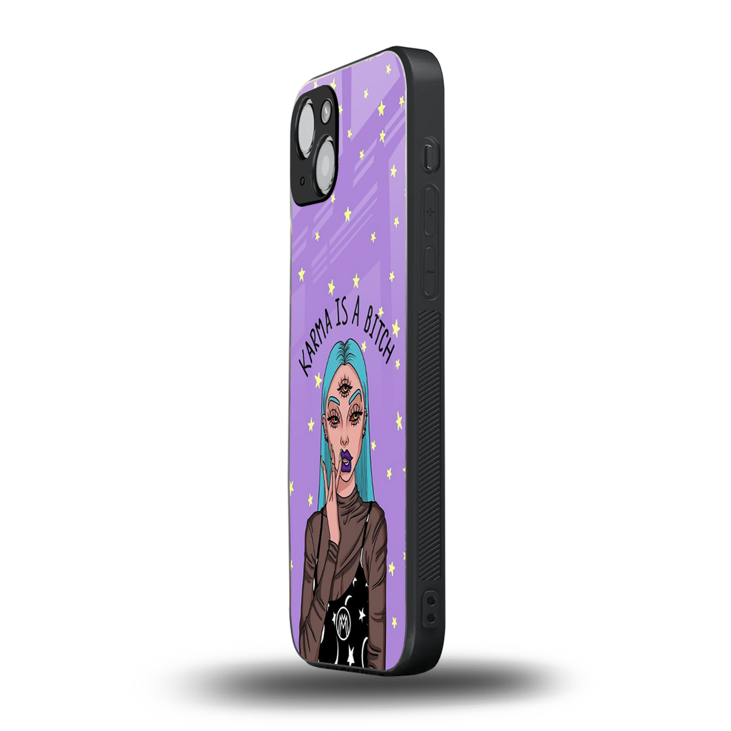 karma is a bitch back phone cover | glass case for iphone 15