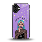 karma is a bitch back phone cover | glass case for iphone 16 plus