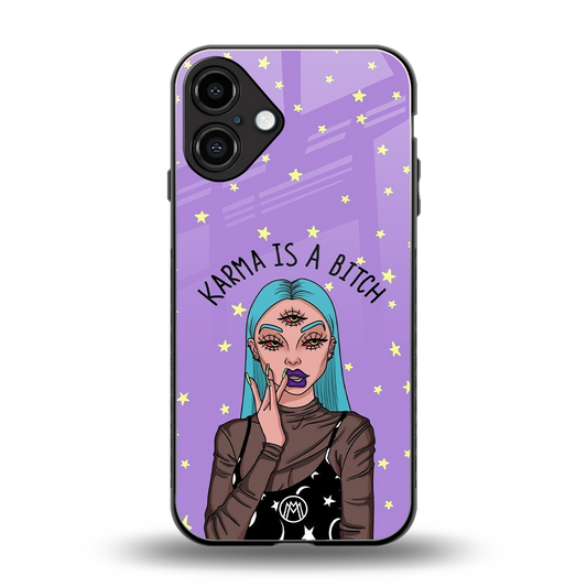 karma is a bitch back phone cover | glass case for iphone 16 plus