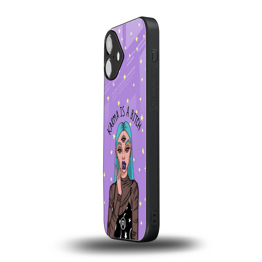 karma is a bitch back phone cover | glass case for iphone 16 plus