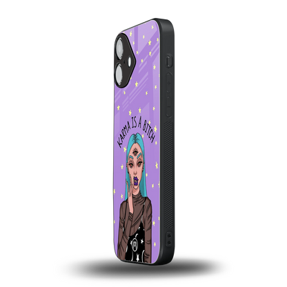 karma is a bitch back phone cover | glass case for iphone 16 plus