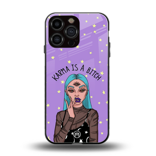 karma is a bitch back phone cover | glass case for iphone 16 pro max