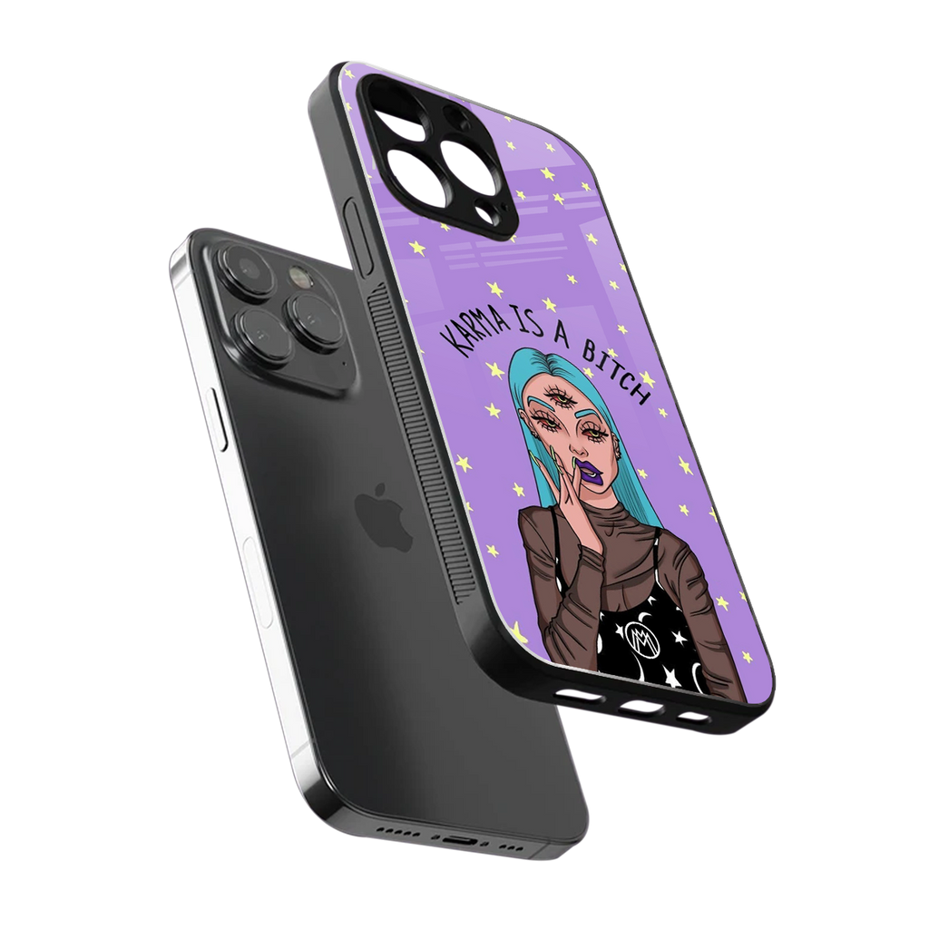 karma is a bitch back phone cover | glass case for iphone 16 pro max