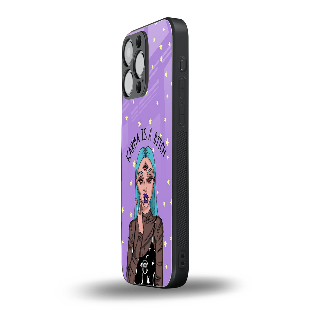 karma is a bitch back phone cover | glass case for iphone 16 pro max