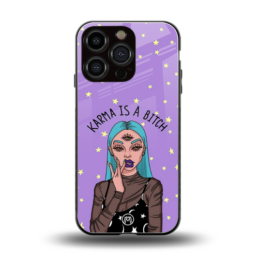 karma is a bitch back phone cover | glass case for iphone 16 pro