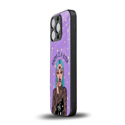 karma is a bitch back phone cover | glass case for iphone 16 pro