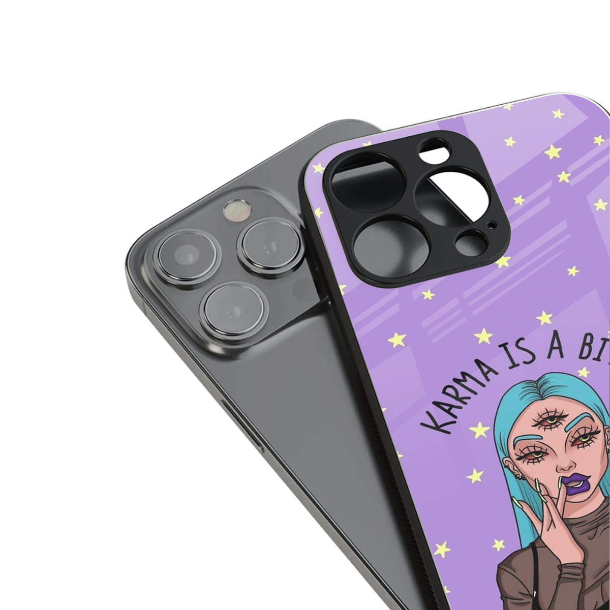 karma is a bitch back phone cover | glass case for iphone 14 pro max