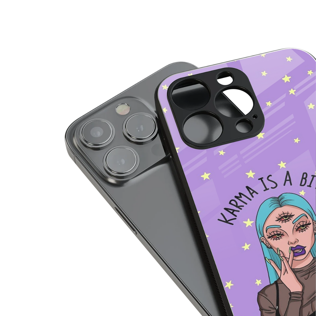 karma is a bitch back phone cover | glass case for iphone 15