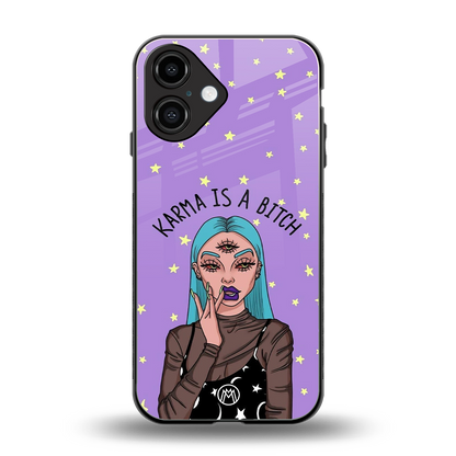 karma is a bitch back phone cover | glass case for iphone 16