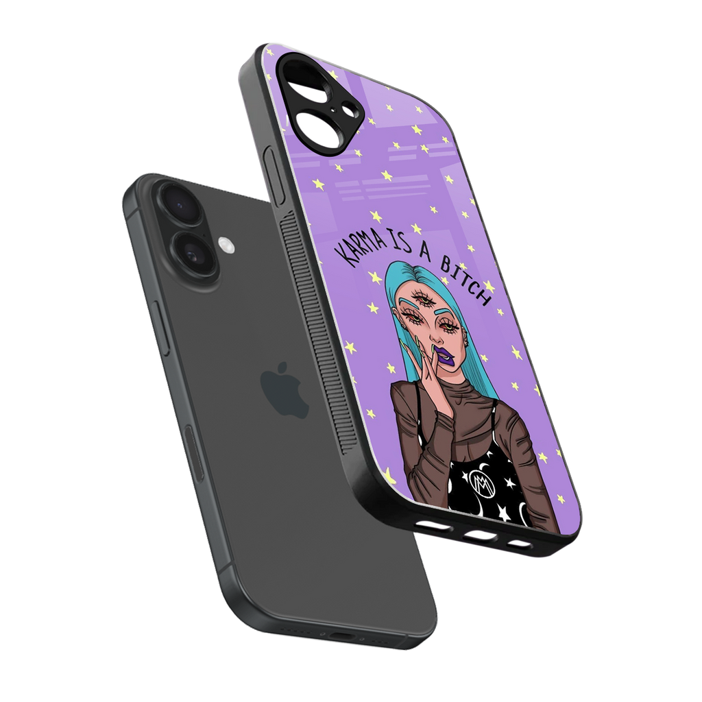 karma is a bitch back phone cover | glass case for iphone 16