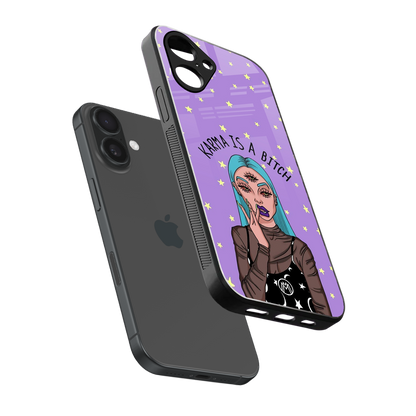 karma is a bitch back phone cover | glass case for iphone 16