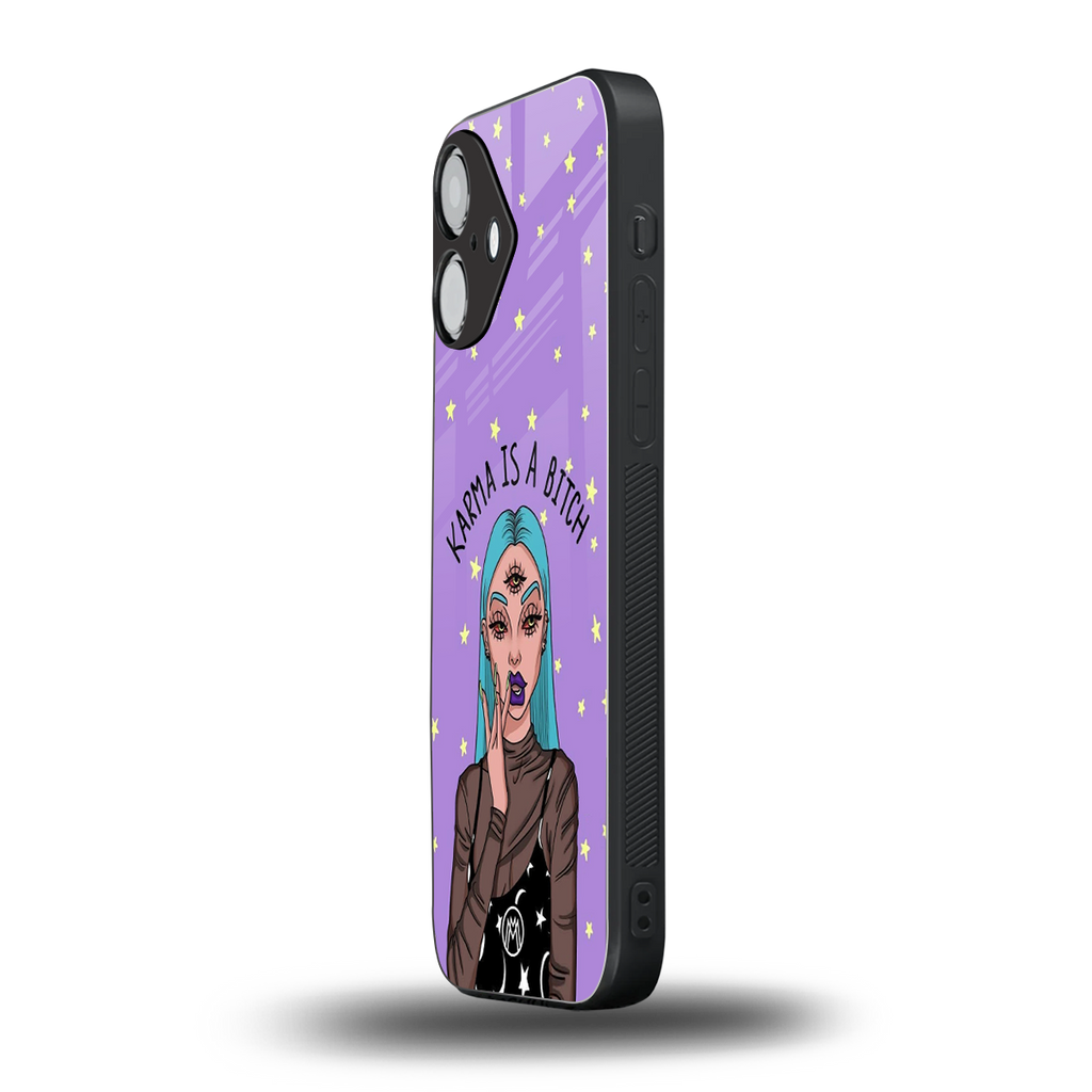 karma is a bitch back phone cover | glass case for iphone 16