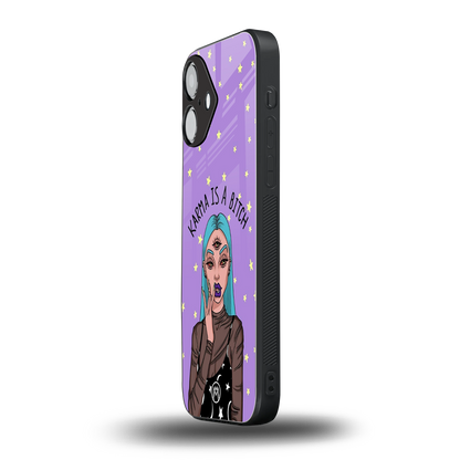 karma is a bitch back phone cover | glass case for iphone 16