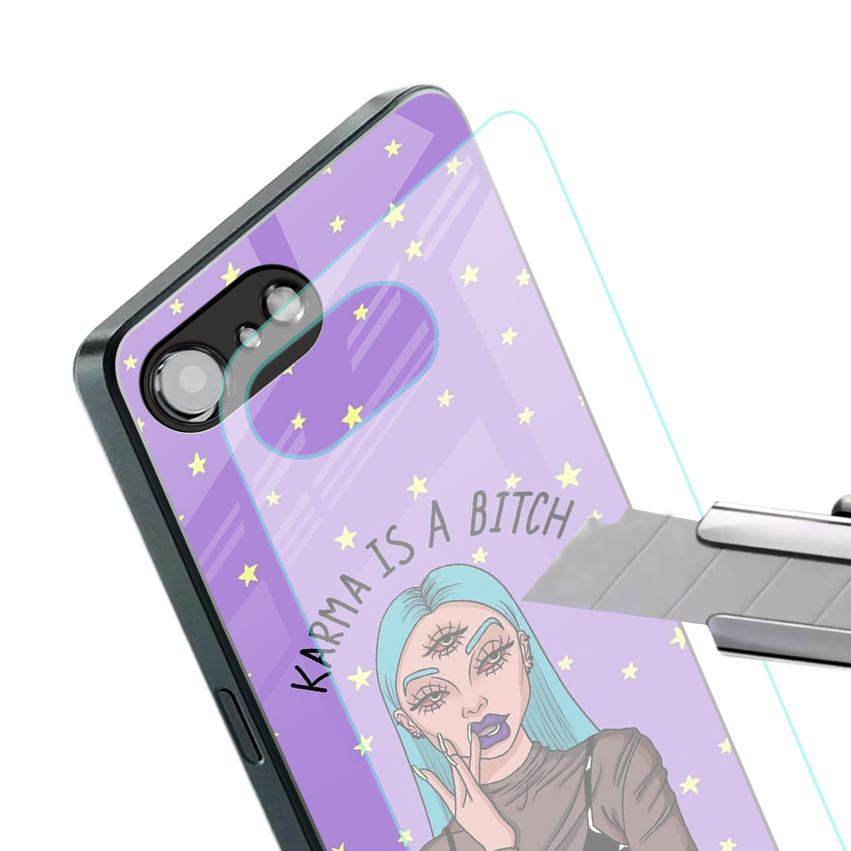 karma is a bitch back phone cover | glass case for iphone 16e