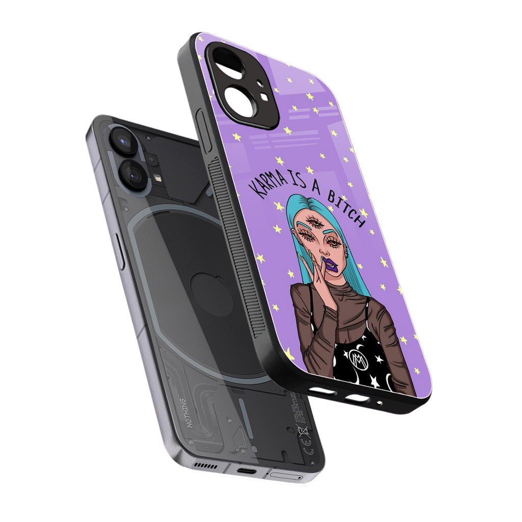 karma is a bitch back phone cover | glass case for nothing phone 1