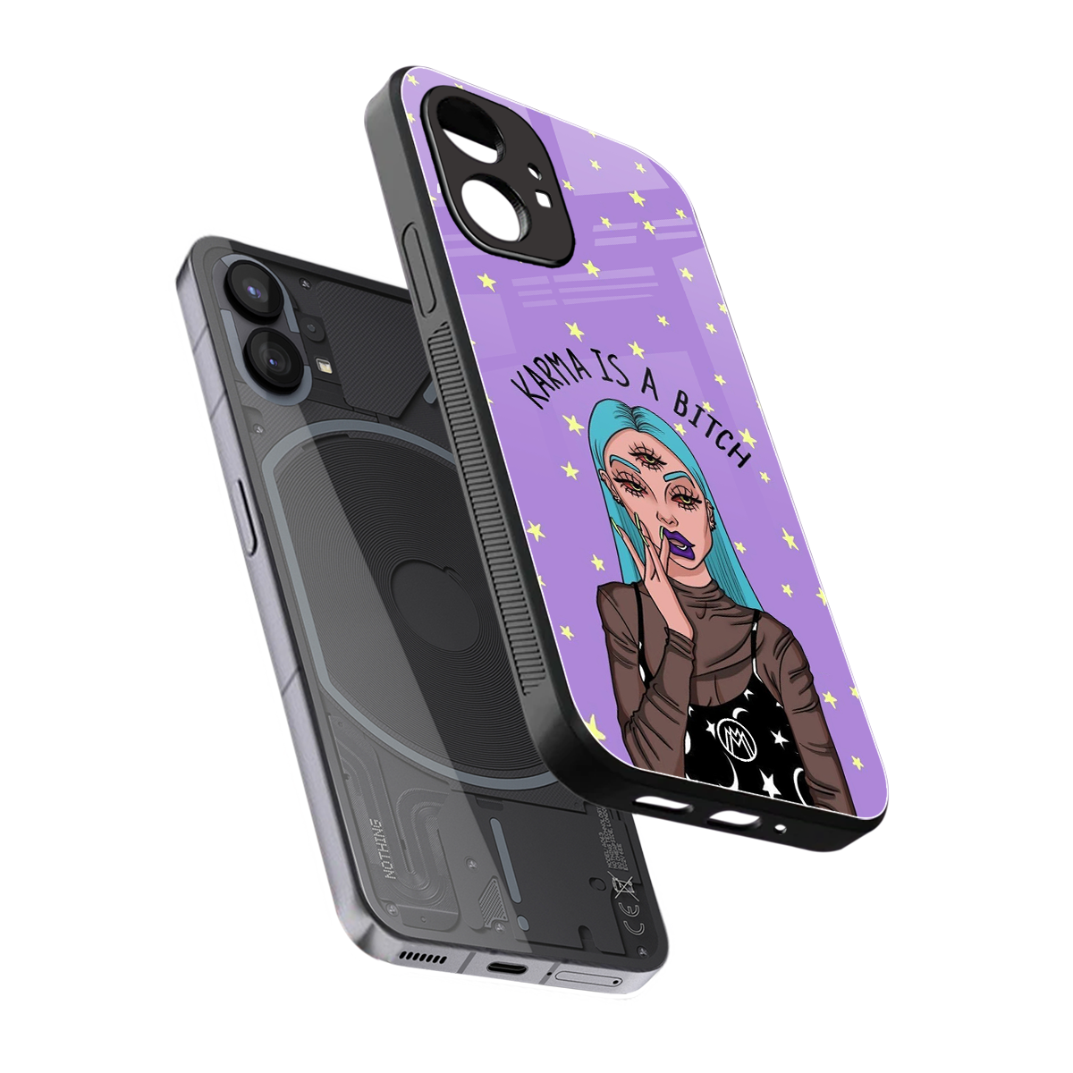 karma is a bitch back phone cover | glass case for nothing phone 1