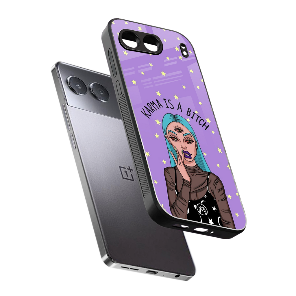 karma is a bitch back phone cover | glass case for oneplus nord 4