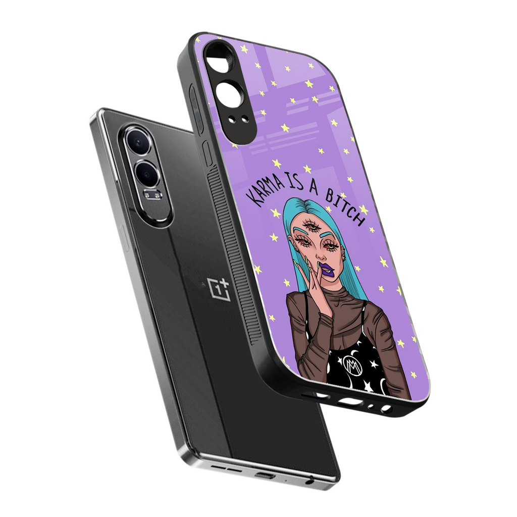 karma is a bitch back phone cover | glass case for oneplus nord ce 4 lite