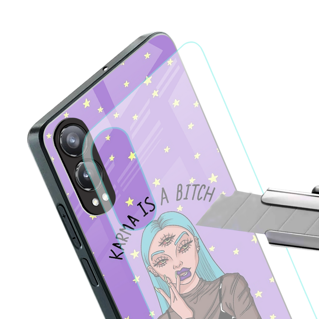 karma is a bitch back phone cover | glass case for oneplus nord ce 4 lite