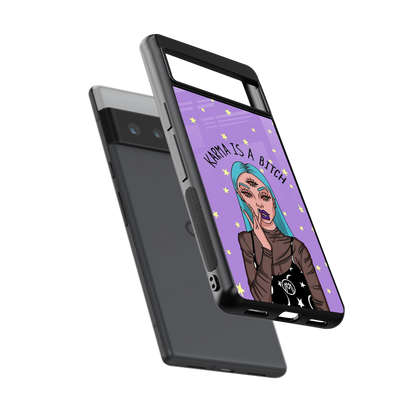 karma is a bitch back phone cover | glass case for google pixel 6 pro