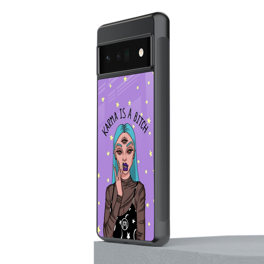 karma is a bitch back phone cover | glass case for google pixel 6 pro
