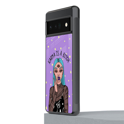 karma is a bitch back phone cover | glass case for google pixel 6 pro